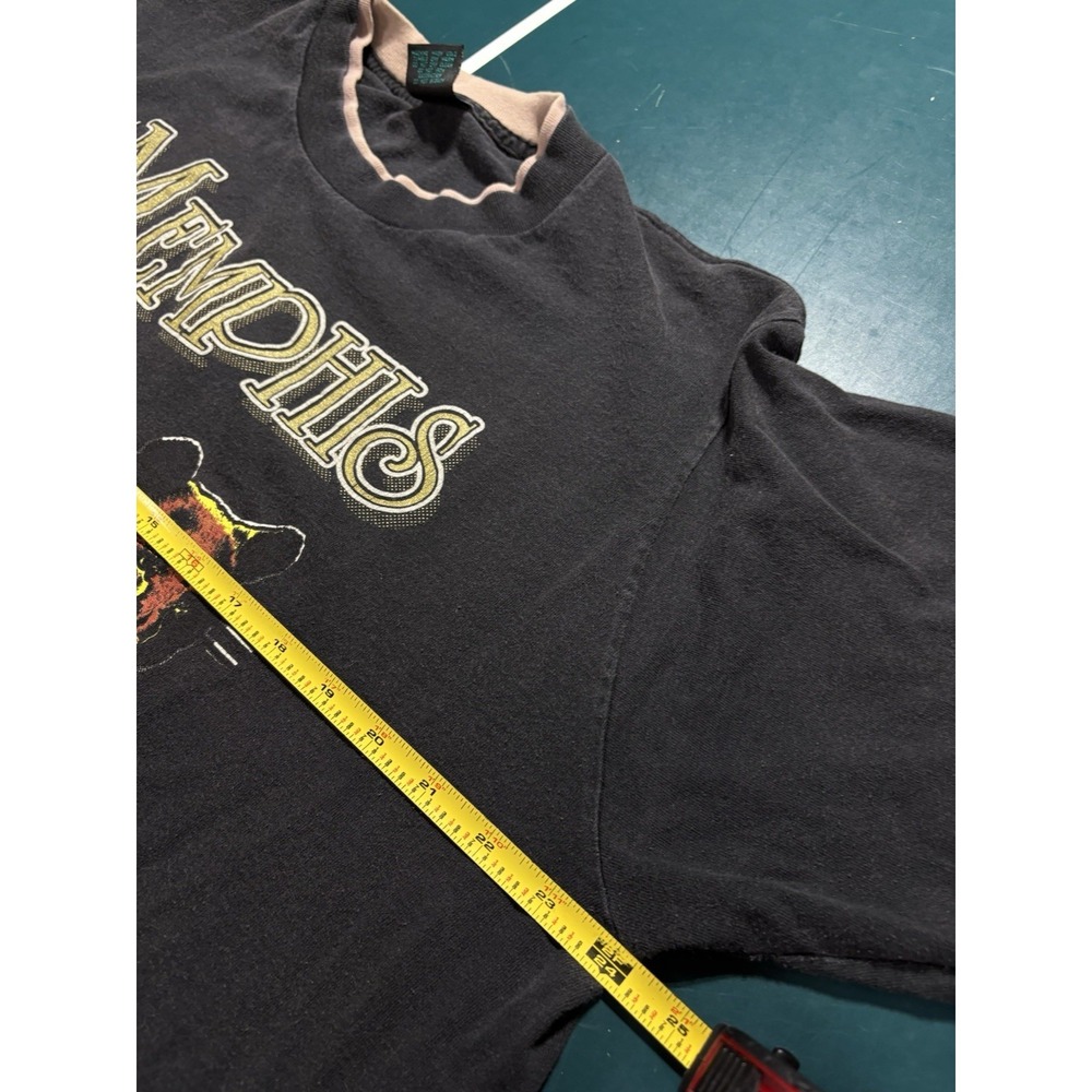Vintage 90s Memphis T-shirt XL Black Grizzly Bear Train Spirit Of The Country - Picture 8 of 9